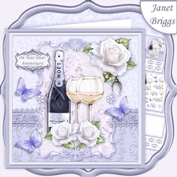 CHAMPAGNE CELEBRATIONS SILVER 7.8 Decoupage & Insert Mini Kit