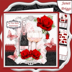 CHAMPAGNE CELEBRATIONS RUBY 7.8 Decoupage & Insert Mini Kit