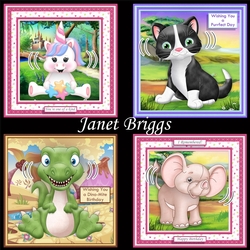 WOBBLY HEAD ANIMAL CARDS 7.5 Decoupage, Ages & Inserts Bumper Kit Set 2