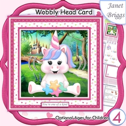 UNICORN WOBBLY HEAD CARD 7.5 Decoupage & Insert Kit