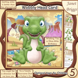 DINOSAUR WOBBLY HEAD CARD 7.5 Decoupage & Insert Mini Kit
