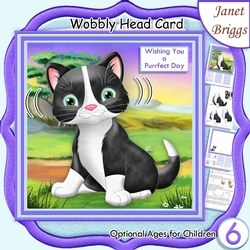 PURRFECT CAT WOBBLY HEAD CARD 7.5 Decoupage & Insert Mini Kit