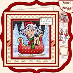 STELLA BE NAUGHTY 7.5 Humorous Christmas Decoupage & Insert Mini Kit