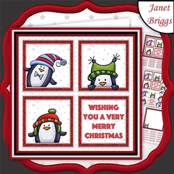 CHRISTMAS PENGUIN SQUARES 7.5 Quick Layer Card & Insert