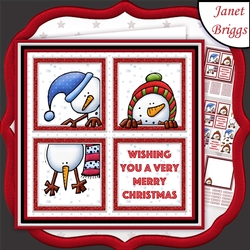 CHRISTMAS SNOWMEN SQUARES 7.5 Quick Layer Card & Insert