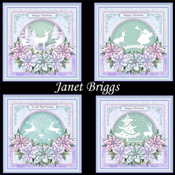 CHRISTMAS DEER SILHOUETTES & POINSETTIA 7.5 Decoupage Bumper Kit