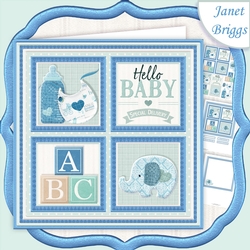 NEW BABY BOY SQUARES 7.5 Decoupage & Insert Mini Kit