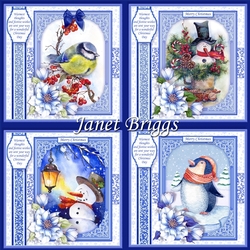 BLUE CHRISTMAS 7.8 Quick Layer Cards or Decoupage Bumper Kit