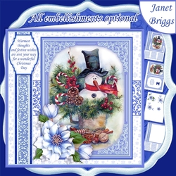 SNOWMAN IN CUP Christmas 7.8 Quick Layer Card or Decoupage Mini Kit