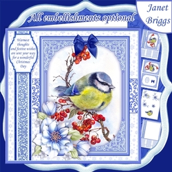 BLUE TIT Christmas 7.8 Quick Layer Card or Decoupage Mini Kit