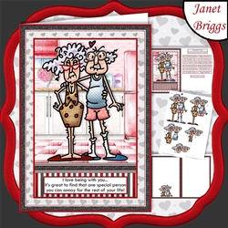 BEING WITH YOU Humorous Stella & Gus A5 Decoupage & Insert Mini Kit