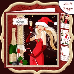 CHRISTMAS DRINK SENSIBLY DONT SPILL ANY Humorous 7.5 Decoupage & Insert Mini Kit