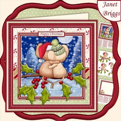TOGETHER HOLLY MICE Christmas 7.5 Decoupage & Insert Mini Kit