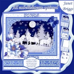 WINTER FOREST WOLVES Christmas or BIRTHDAY 7.8 Quick Layer Card or Decoupage Mini Kit