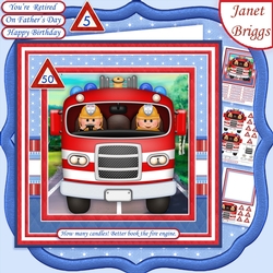 FIRE ENGINE ON STANDBY Adult or Children Decoupage Ages & Insert Mini Kit