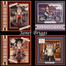 BIKER BONANZA Male Female Birthday & Christmas 7.5 Decoupage Bumper Kit