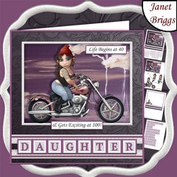 BIKER GIRL LIFE BEGINS AT Humorous 7.5 Decoupage & Insert Kit