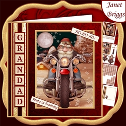 CHRISTMAS BIKER Humorous 7.5 Decoupage & Insert Kit