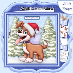 CHRISTMAS DOG WOBBLY HEAD CARD 7.5 Decoupage & Insert Mini Kit