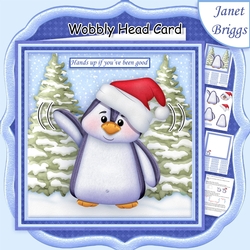 CHRISTMAS PENGUIN WOBBLY HEAD CARD 7.5 Decoupage & Insert Mini Kit