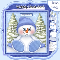 CHRISTMAS SNOWMAN WOBBLY HEAD CARD 7.5 Decoupage & Insert Mini Kit
