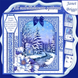 WINTER STREAM Christmas 7.8 Quick Layer Card or Decoupage Kit