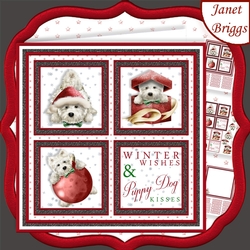 CHRISTMAS WESTIE SQUARES RED 7.5 Quick Layer Card & Insert