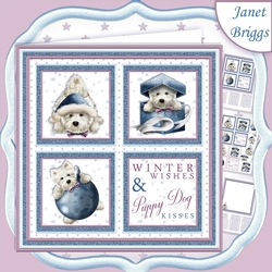 CHRISTMAS WESTIE SQUARES BLUE 7.5 Quick Layer Card & Insert