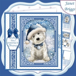 WESTIE CHRISTMAS HAT 7.5 Quick Layer Card or Decoupage Kit