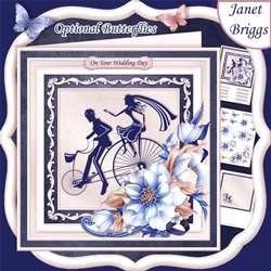 WEDDING BICYCLE MADE FOR TWO Navy 8x8 Decoupage & Insert Kit