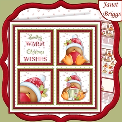 CHRISTMAS ROBINS SQUARES 7.5 Quick Layer Card & Insert Kit