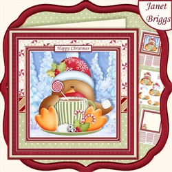 CHRISTMAS ROBIN WARM WINTER WISHES 7.5 Decoupage & Insert Kit