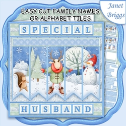 REINDEER SKATING Christmas Easy Cut Word Strips or Alphabet Tiles Word Kit