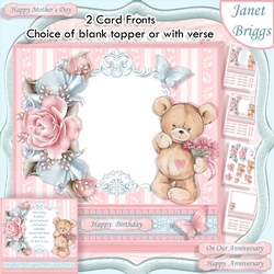 TEDDY BEAR ROSES Blank Front or With Verse 7.5 Decoupage & Insert Mini Kit