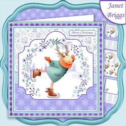SKATING REINDEER 7.5 Christmas Decoupage & Insert Mini Kit