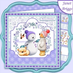 SNOWMAN AND BEARS 7.5 Christmas Decoupage & Insert Mini Kit