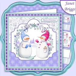 SNOWMAN COUPLE 7.5 Christmas Decoupage & Insert Mini Kit