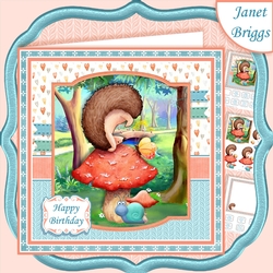 HEDGEHOG ON TOADSTOOL 7.5 All Occasions Decoupage & Insert Kit