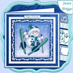 SKIING SNOWMAN 7.5 Christmas Decoupage & Insert Mini Kit