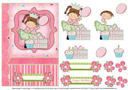 Birthday Girl in the Pink Topper and Decoupage