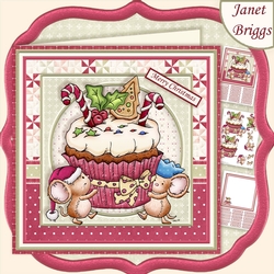 CHRISTMAS CUPCAKE MICE 7.5 Decoupage & Insert Kit
