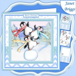 ACROBAT PENGUINS 7.5 Christmas Decoupage & Insert Mini Kit