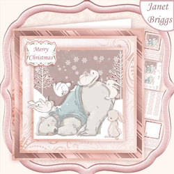 POLAR BEAR & RABBITS 7.5 Christmas Decoupage & Insert Mini Kit