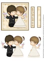 The Wedding Couple Bride & Groom Decoupage