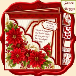 Square Scallop Pocket Christmas Poinsettia Decoupage Kit