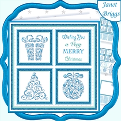 CHRISTMAS ICONS SQUARES BLUE 7.5 Quick Layer Cards & Insert Mini Kit