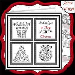 CHRISTMAS ICONS SQUARES BLACK 7.5 Quick Layer Cards & Insert Mini Kit