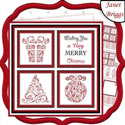 CHRISTMAS ICONS SQUARES RED 7.5 Quick Layer Cards & Insert Mini Kit