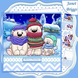 3 CHILLY POLAR BEARS 7.5 Christmas Decoupage & Insert Mini Kit
