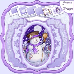 SNOWMAN IN MOONLIGHT Decoupage Double Pop Out Card Kit